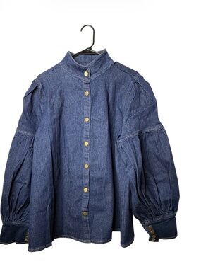 STYLEWE Dark Blue Denim Button-Front Blouse
